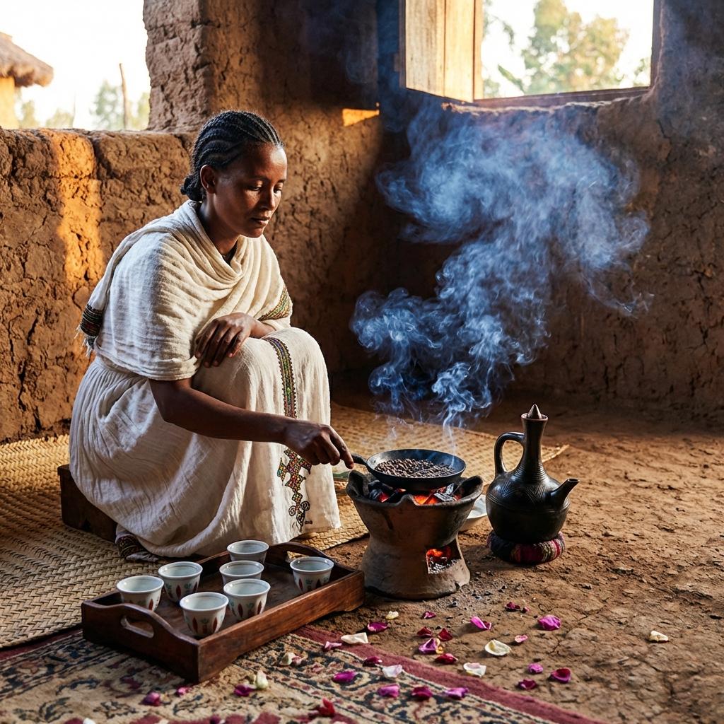 Traditional Ethiopian Coffee Ceremony